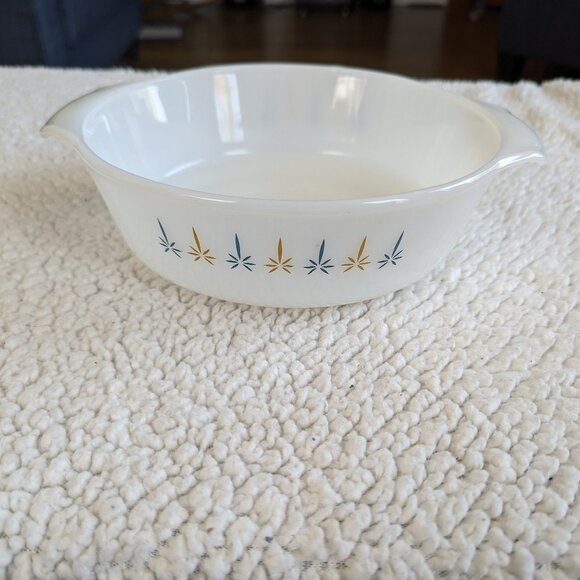 Anchor Hocking Fire King Candle Glow Atomic Star 1 Qt Casserole Dish No Lid - Picture 1 of 8